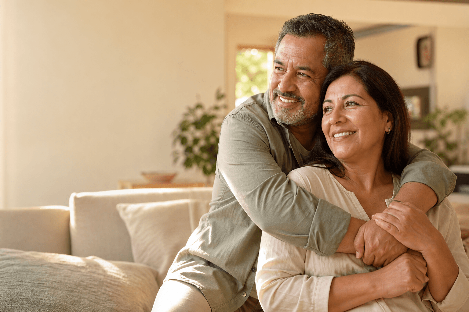 Couple sharing a quiet morning at home